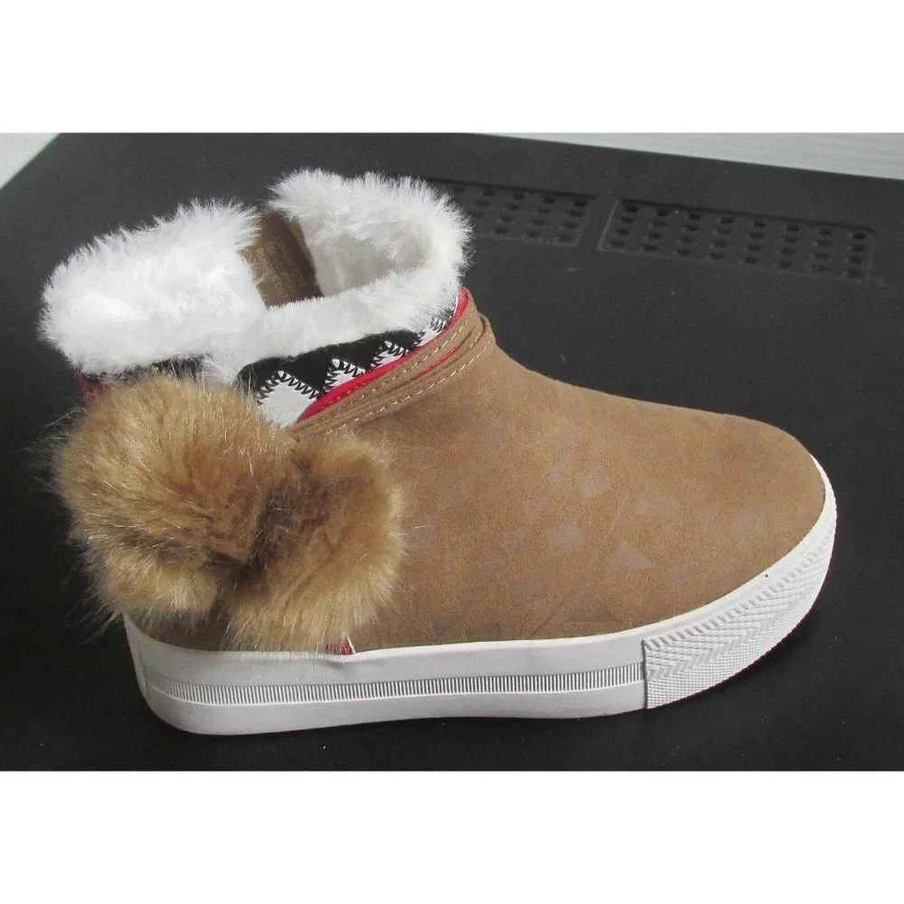 New - ✪ ASH ✪ - Faux Suede FUR POM POM Sneaker BOOTIE for KIDS GIRLS